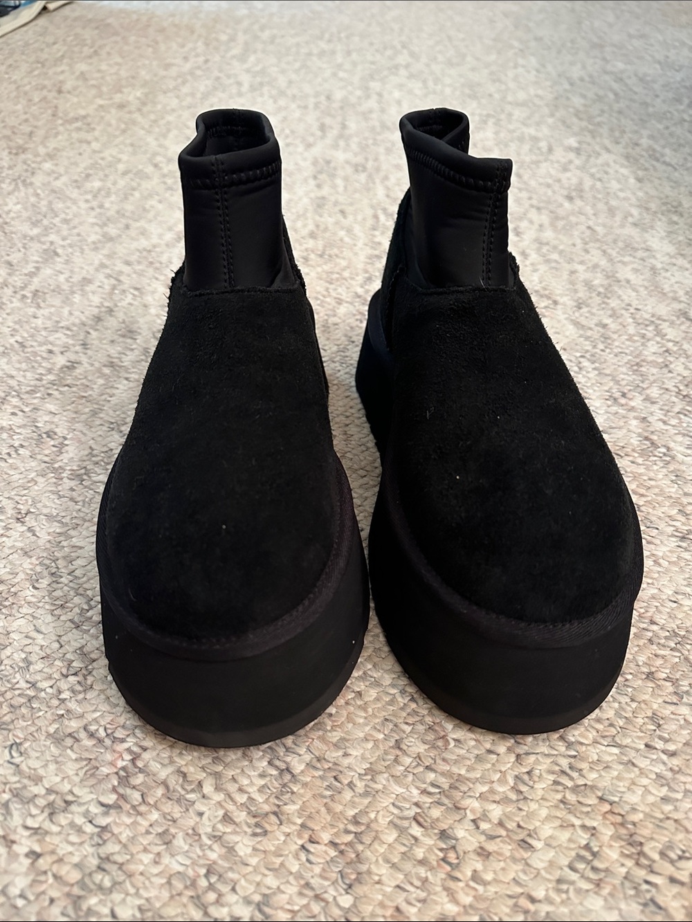 Final Price UGG 🆕NWOB platform Black Suede Slip-On Shoes with Yellow Pull Tab